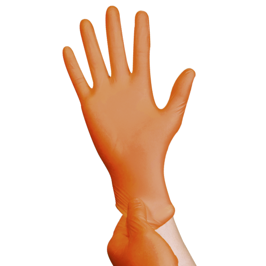 Orange medical disposable powder-free nitrile gloves