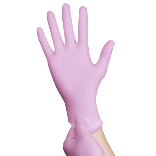 Pink medical disposable powder-free nitrile gloves