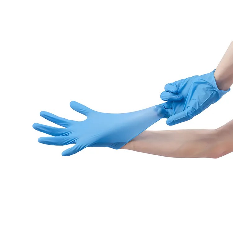 Blue disposable nitrile gloves