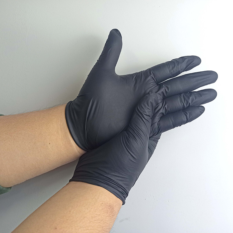 Natural Powder-Free Black Latex Rubber Gloves