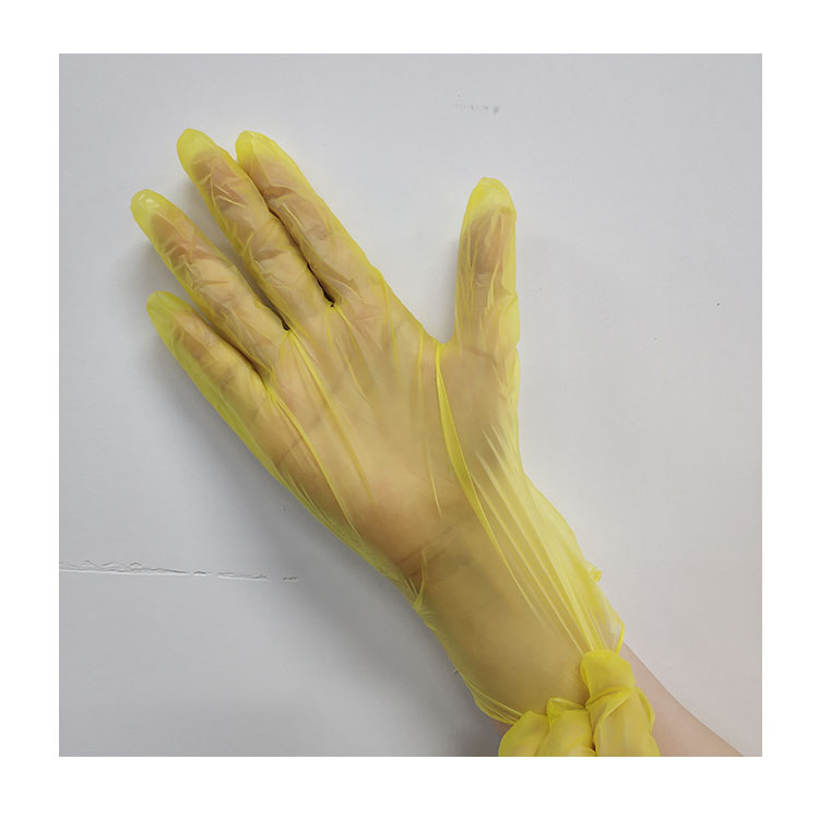 Yellow medical disposable powder-free nitrile gloves